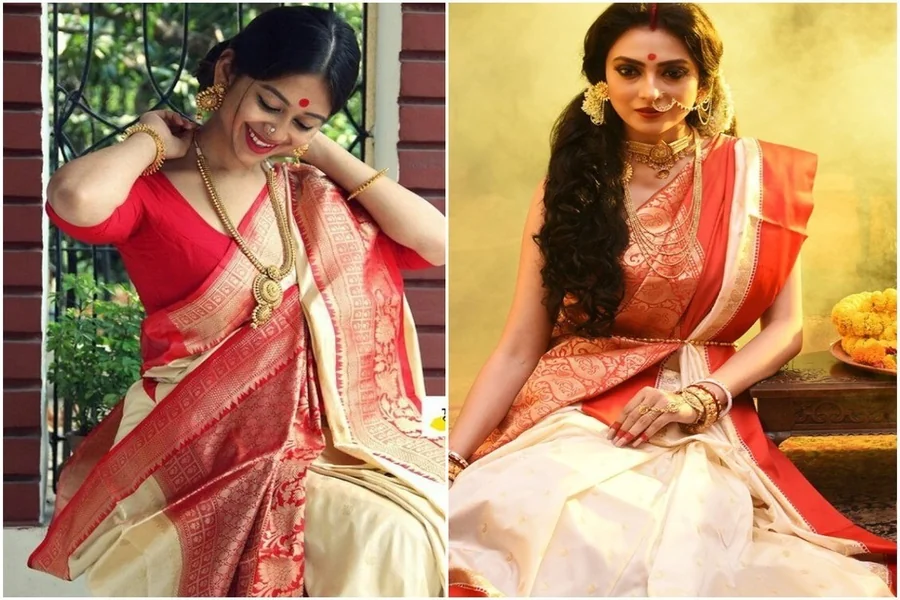 How to Style Handloom Saree for Durga Puja in Bengali Look: Tips and Tricks